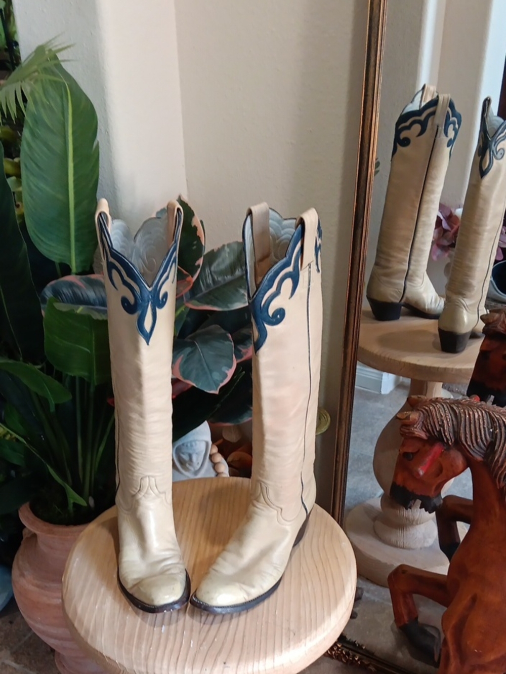 Rare Vtg Lucchese Cutter Bill Tall Stovepipe Cowboy Boots 9